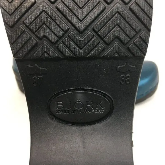 Bjork Women's Shoes Blue Size 37 US 6.5 Professional Leather Clogs Metallic