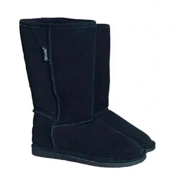 Bjorndal Boots Women's Black Suede Shearling Lined Mid-Calf Boot big siz…