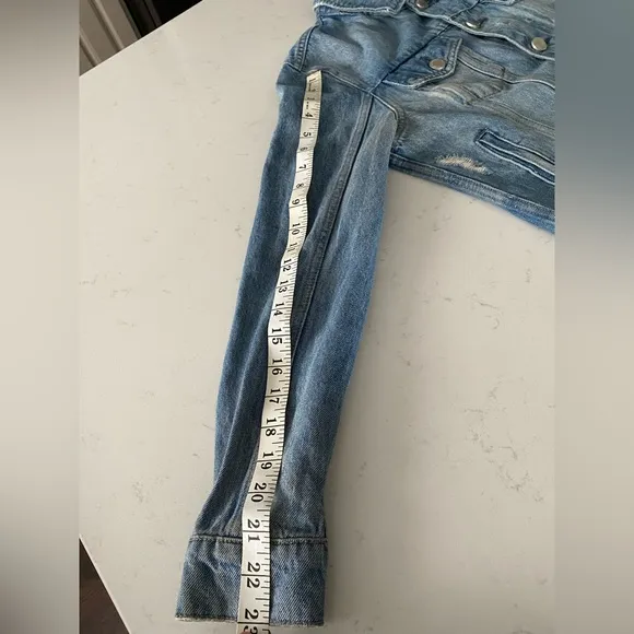 BLANK NYC Raw Hem Distressed Denim Jean Jacket: size Small