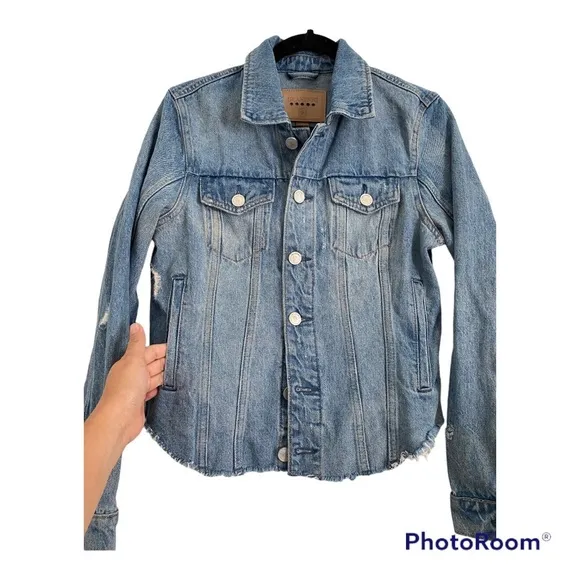 BLANK NYC Raw Hem Distressed Denim Jean Jacket: size Small