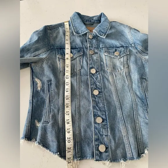 BLANK NYC Raw Hem Distressed Denim Jean Jacket: size Small