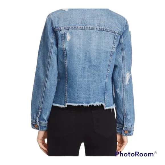 BLANK NYC Raw Hem Distressed Denim Jean Jacket: size Small