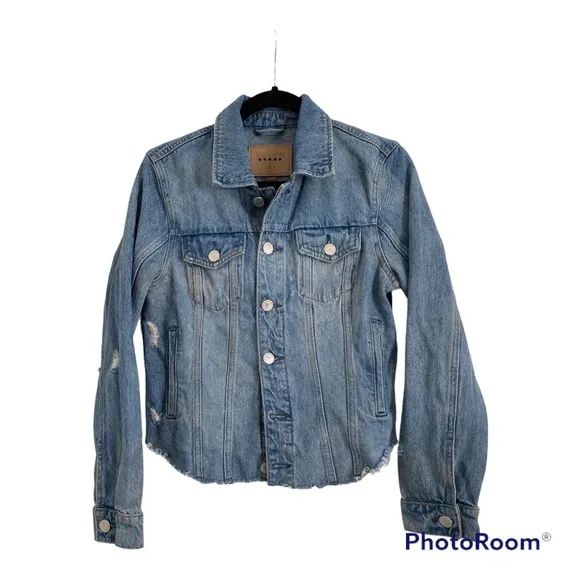 BLANK NYC Raw Hem Distressed Denim Jean Jacket: size Small
