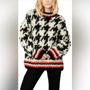 [BLANKNYC] Womens Houndstooth Pullover Knit Sweater