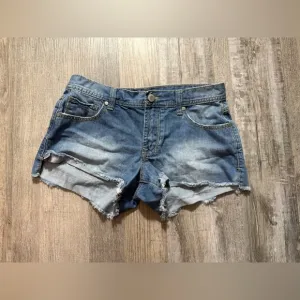 Blu Asphalt Distressed High-Rise Denim Shorts Women's Size 5 Frayed HemV…