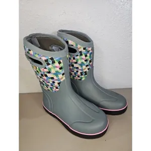 Bogs Classic II Checked Kid's Rain Boots,‎ Black Multi, K2 Size Youth 4