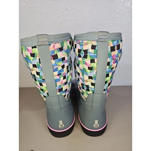 Bogs Classic II Checked Kid's Rain Boots,‎ Black Multi, K2 Size Youth 4
