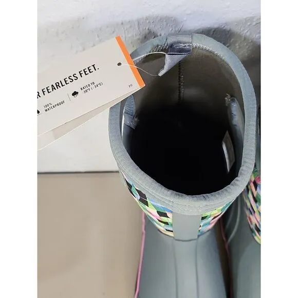 Bogs Classic II Checked Kid's Rain Boots,‎ Black Multi, K2 Size Youth 4