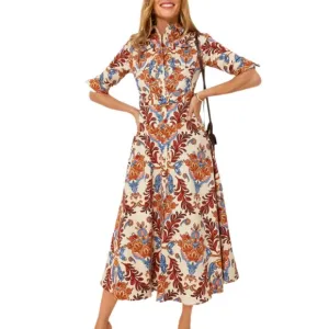 Borgo De Nor Tuckernuck Regina Cream Briele Cotton Twill Dress Sz UK 4/US 0