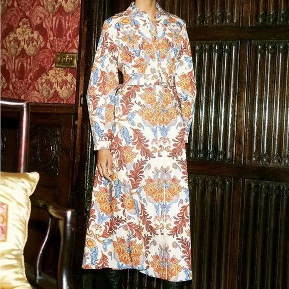 Borgo De Nor Tuckernuck Regina Cream Briele Cotton Twill Dress Sz UK 4/US 0
