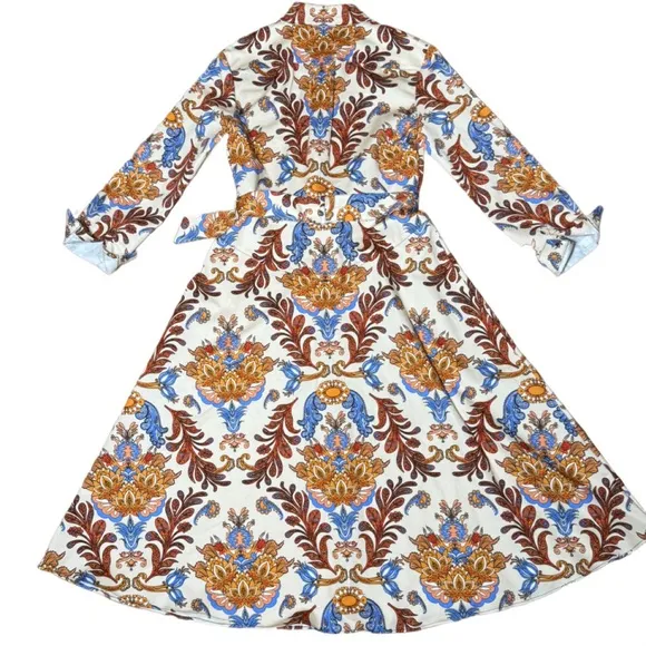 Borgo De Nor Tuckernuck Regina Cream Briele Cotton Twill Dress Sz UK 4/US 0