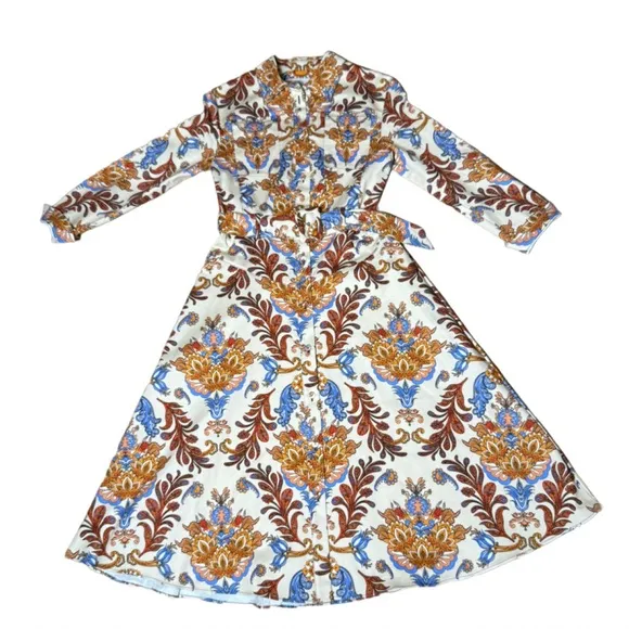 Borgo De Nor Tuckernuck Regina Cream Briele Cotton Twill Dress Sz UK 4/US 0