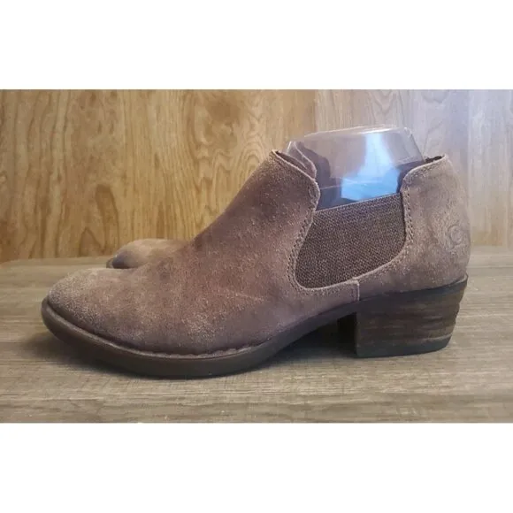 Born Dallia Leather Ankle Booties Womens Size 8 Brown