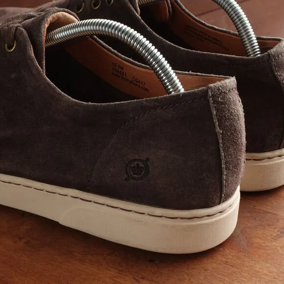 Born Sneakers Mens SZ 10.5M Brown Suede Leather Lace Up Comfort Low Top Shoes