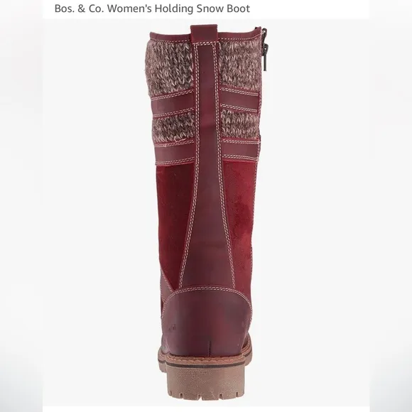 Bos &amp; Co Holding Leather Wool Shearling Burgundy Lace-Up Snow Tall Boot 40 9 9.5