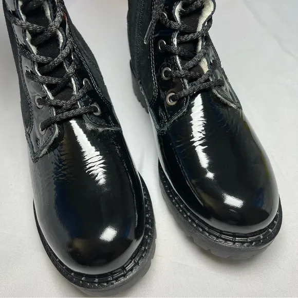 Bos.&amp; Co Harrison Wool Lined Waterproof Boot Women Black Patent Suede