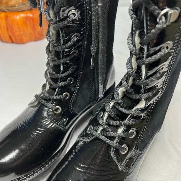 Bos.&amp; Co Harrison Wool Lined Waterproof Boot Women Black Patent Suede