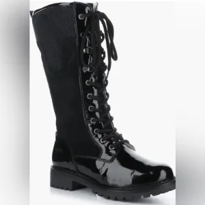 Bos.&amp; Co Harrison Wool Lined Waterproof Boot Women Black Patent Suede