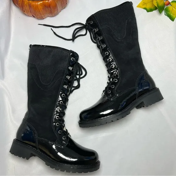 Bos.&amp; Co Harrison Wool Lined Waterproof Boot Women Black Patent Suede