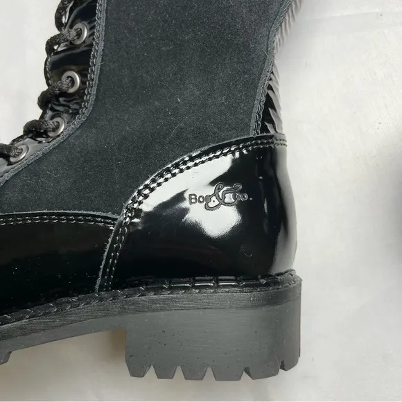 Bos.&amp; Co Harrison Wool Lined Waterproof Boot Women Black Patent Suede