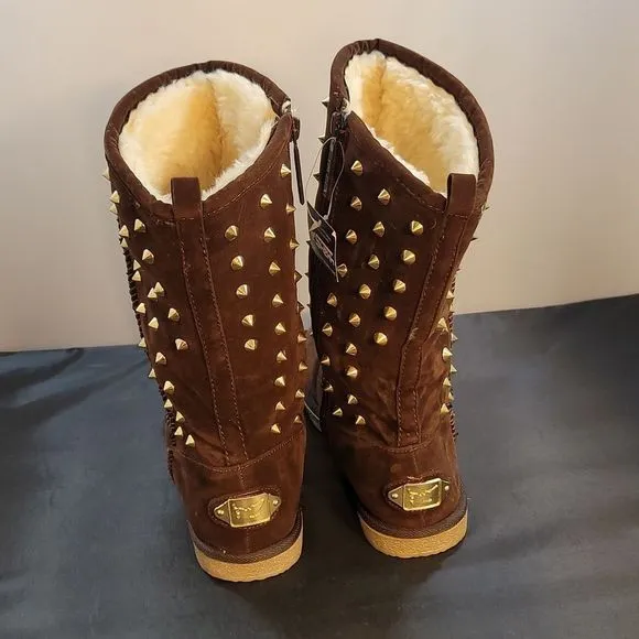 BRAND NEW SHIEKH WOMEN'S FLAT STUDDED BOOT URBAN STUDS