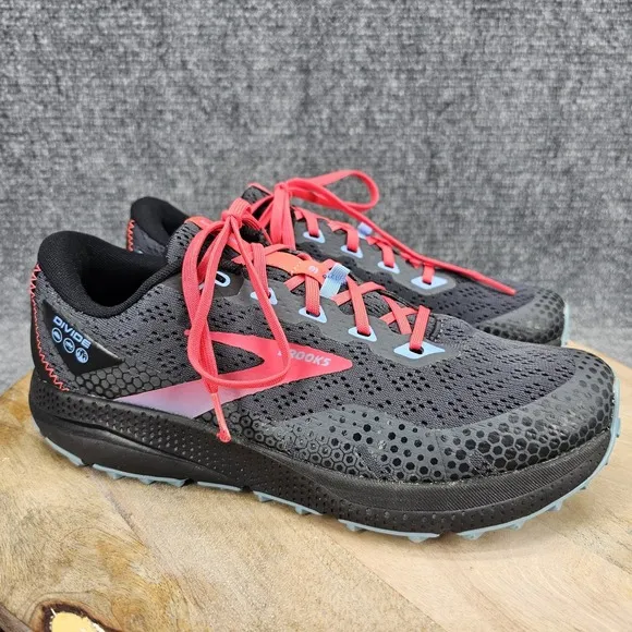 Brooks Divide 3 Womens Size 9.5 Black Coral Blue Hiking Trail Running Shoes