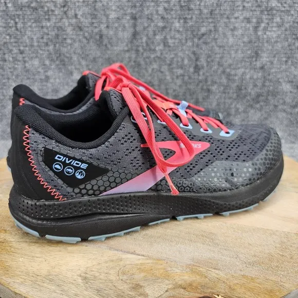 Brooks Divide 3 Womens Size 9.5 Black Coral Blue Hiking Trail Running Shoes