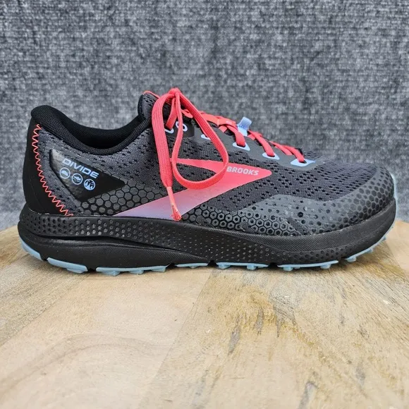 Brooks Divide 3 Womens Size 9.5 Black Coral Blue Hiking Trail Running Shoes