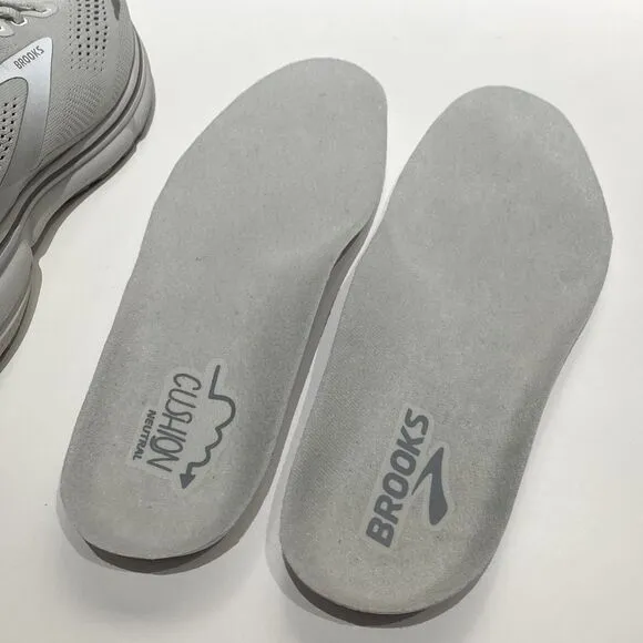 Brooks Ghost 15 Running Shoes Sneakers Women’s 9.5 D Wide Oyster Light Gray EUC