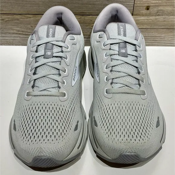 Brooks Ghost 15 Running Shoes Sneakers Women’s 9.5 D Wide Oyster Light Gray EUC