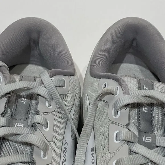 Brooks Ghost 15 Running Shoes Sneakers Women’s 9.5 D Wide Oyster Light Gray EUC