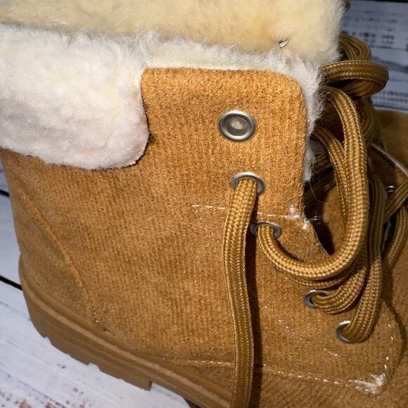 Brown short fuzzy winter boots women’s size 7(38)