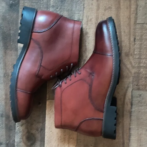 CALTO 3.2-Inch Taller Dark Brown Elevator Oxford Derby Leather Boots Y41081 Sz 9