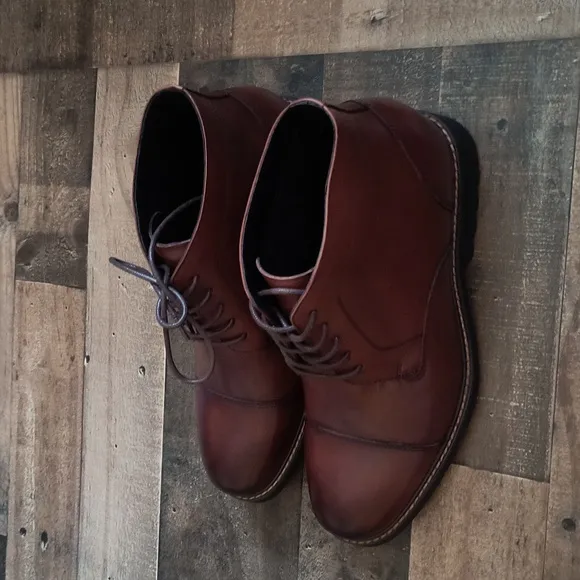 CALTO 3.2-Inch Taller Dark Brown Elevator Oxford Derby Leather Boots Y41081 Sz 9