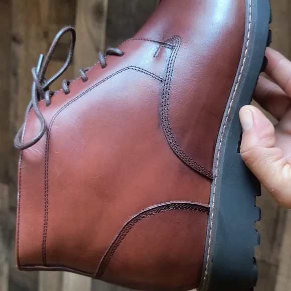 CALTO 3.2-Inch Taller Dark Brown Elevator Oxford Derby Leather Boots Y41081 Sz 9