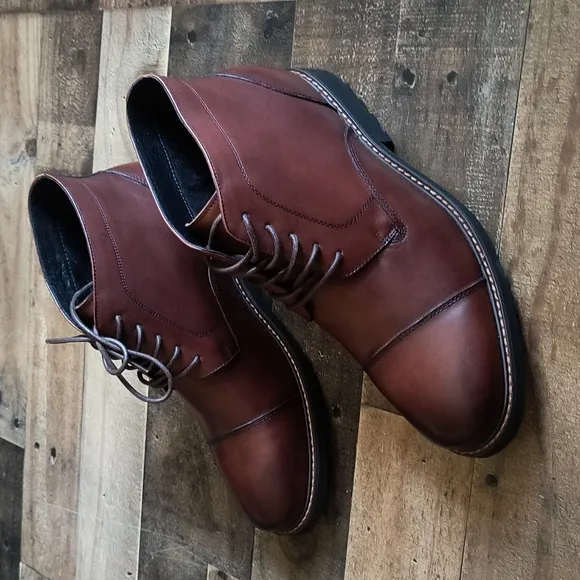 CALTO 3.2-Inch Taller Dark Brown Elevator Oxford Derby Leather Boots Y41081 Sz 9