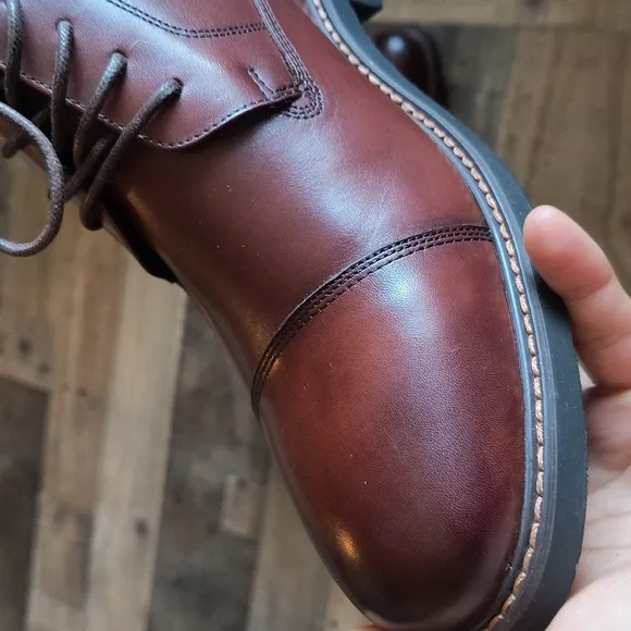 CALTO 3.2-Inch Taller Dark Brown Elevator Oxford Derby Leather Boots Y41081 Sz 9