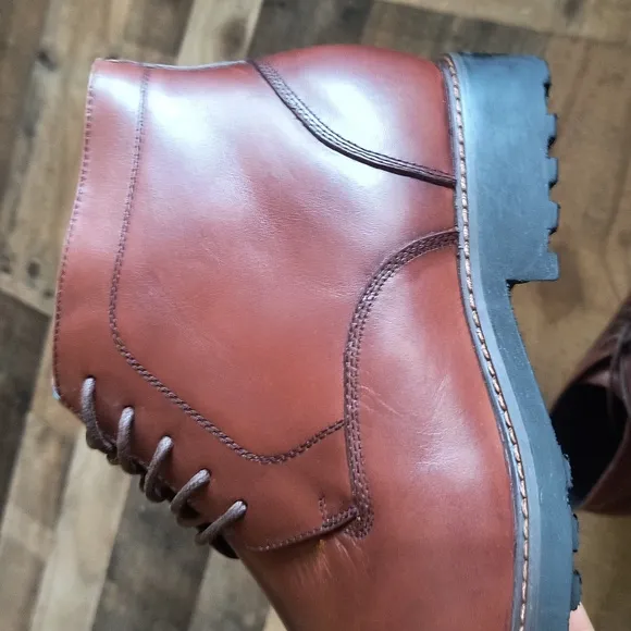 CALTO 3.2-Inch Taller Dark Brown Elevator Oxford Derby Leather Boots Y41081 Sz 9