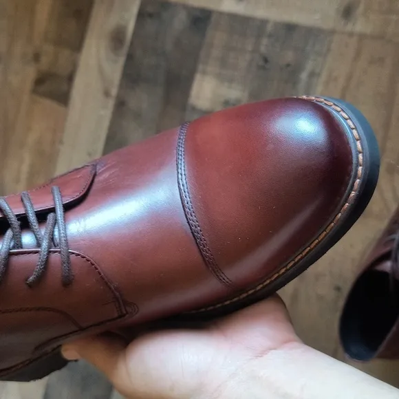 CALTO 3.2-Inch Taller Dark Brown Elevator Oxford Derby Leather Boots Y41081 Sz 9