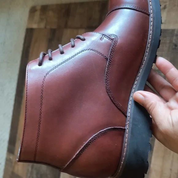 CALTO 3.2-Inch Taller Dark Brown Elevator Oxford Derby Leather Boots Y41081 Sz 9