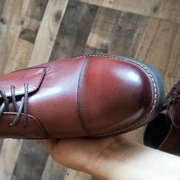 CALTO 3.2-Inch Taller Dark Brown Elevator Oxford Derby Leather Boots Y41081 Sz 9