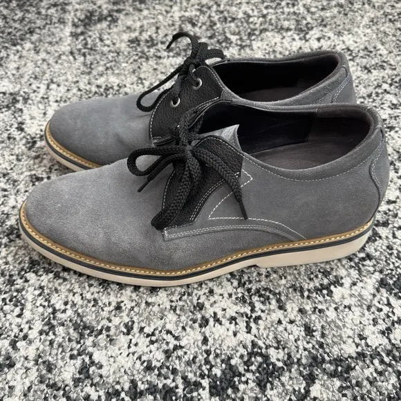 Calto Dress Shoes Men's 11 Grey Suede Height Increase 2.8 in. Y42023