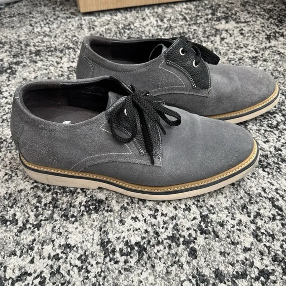 Calto Dress Shoes Men's 11 Grey Suede Height Increase 2.8 in. Y42023