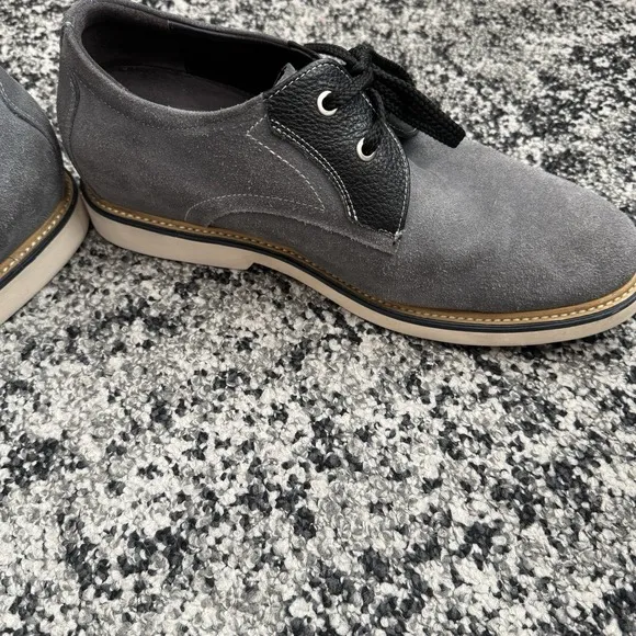 Calto Dress Shoes Men's 11 Grey Suede Height Increase 2.8 in. Y42023