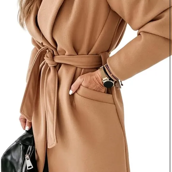Camel Brown Long Coat Soft &amp; Warm Material: The coat for women is skin friendly