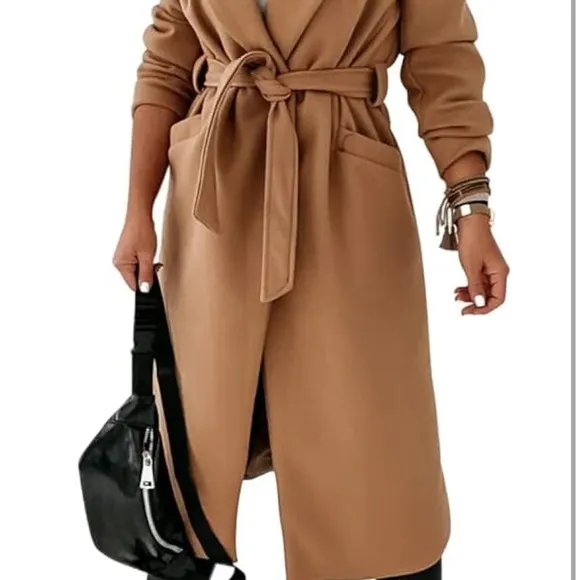 Camel Brown Long Coat Soft &amp; Warm Material: The coat for women is skin friendly