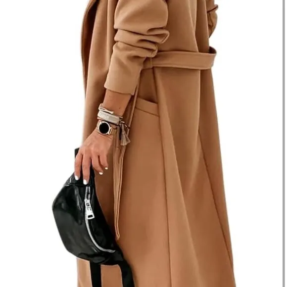 Camel Brown Long Coat Soft &amp; Warm Material: The coat for women is skin friendly
