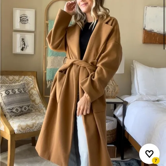 Camel Brown Long Coat Soft &amp; Warm Material: The coat for women is skin friendly