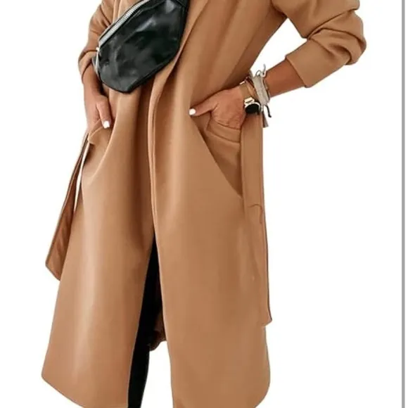 Camel Brown Long Coat Soft &amp; Warm Material: The coat for women is skin friendly