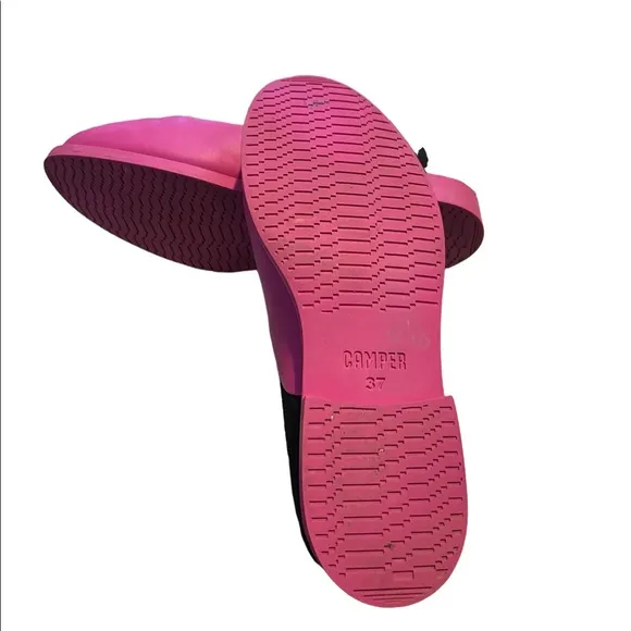 Camper Bowie Tassle Pink With Black Detail Slip On Oxford Size 37 Shoes.